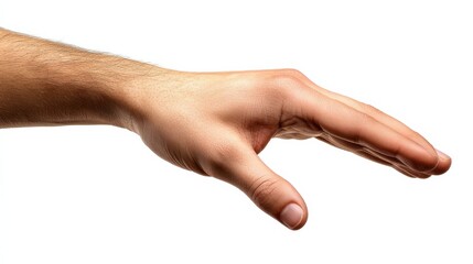 A hand with fingers poised above a white background, ready to make contact 