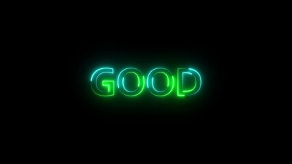 good job glowing neon lights Neon shine good text latter icon 4k animation isolated on black background. - Powered by Adobe