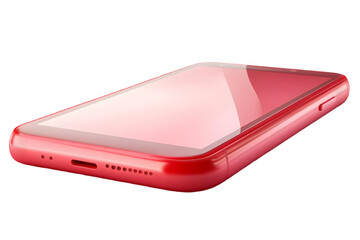 Realistic 3D Red Smartphone Transparent Background Illustration