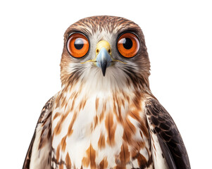 Captivating hawk with striking orange eyes perching elegantly