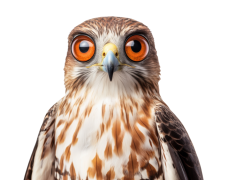 Captivating hawk with striking orange eyes perching elegantly