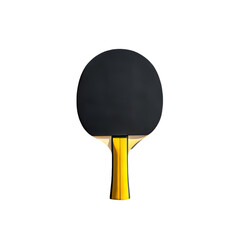 Black and Yellow Ping Pong Paddle Closeup Studio Shot isolated on transparent background