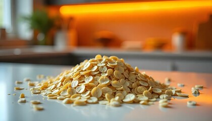 Oatmeal flakes isolated on white background