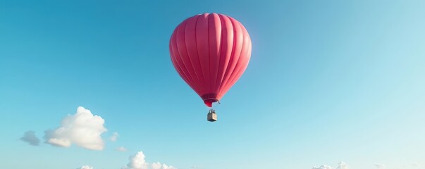 Obraz premium Crimson balloon ascends against clear blue sky , color, horizon, environment