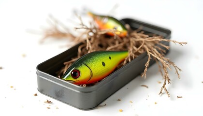 Fishing lure box isolated on white