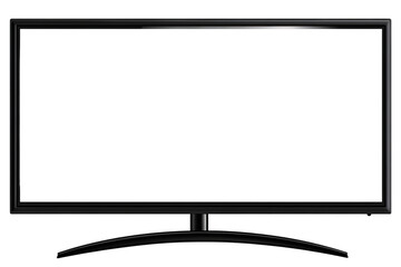 Realistic Black Computer Monitor Illustration With Transparent Background