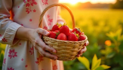 cropped view of woman holding bowl with fresh strawberries