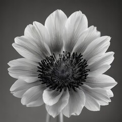 Isolated black and white anemone, striking contrast , nature, vibrant