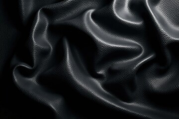 Fototapeta premium Dark Draped Fabric Luxurious Black Textured Material with Deep Shadows and Subtle Highlights