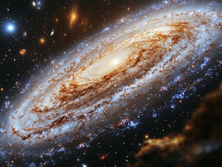 Majestic spiral galaxy, cosmic dust, stars
