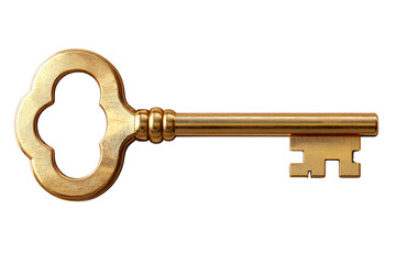 Golden yellow key icon isolated on a transparent background