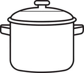 pressure cooker line art, black outline, vector and illustration, coloring book page line art drawing