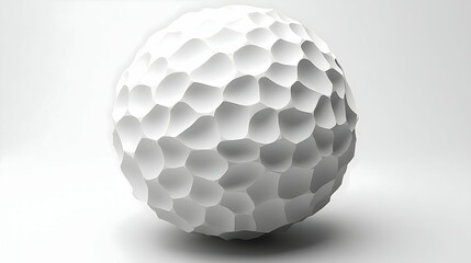 Abstract white sphere with textured surface.  A smooth, round object with a bumpy, multifaceted design