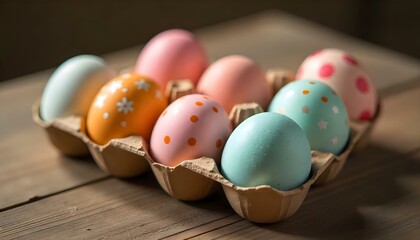 close up of painted easter chicken eggs