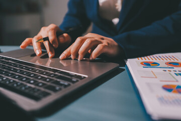 Expert woman asian female people review data number costing managerial account prepare monthly...