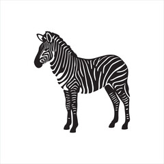 Zebra Silhouette Illustration, Black and White Wild Animal Design