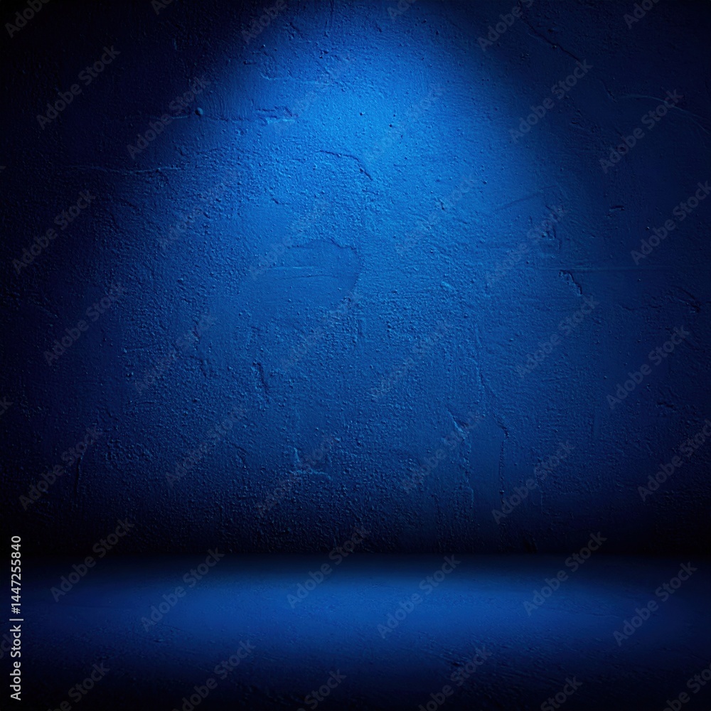 Poster a deep navy blue wall serves as a backdrop, illuminated by soft, warm light streaming from above, cr