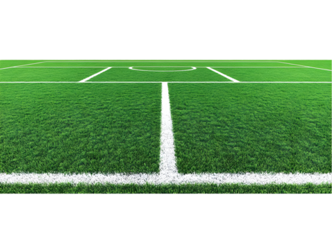 Realistic Illustration Of Green Football Field Background With White Lines And Transparent Background