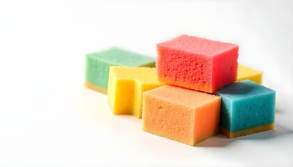 colored sponges isolated on white background