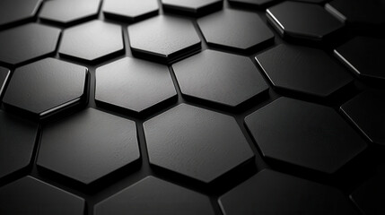 Futuristic black hexagonal pattern on dark background