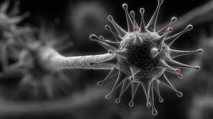 Close-up View of Virus Structure in High-Resolution Image Analysis