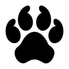 Black animal paw print vector illustration for pet lovers and animal rescue organizations graphic design needs isolated on transparent background