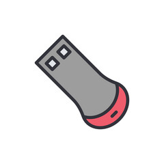 Flash drive colored icons, minimalist vector illustration ,simple transparent graphic element .Isolated on white background