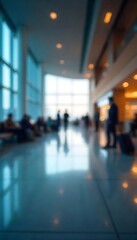 Fototapeta premium Generative AI Creates a Modern Airport Terminal Blurred Perspective