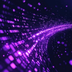 Obraz premium Abstract digital flow of purple light A stream of glowing purple data