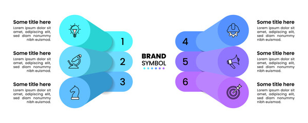 Infographic template. Columns with icons and 6 steps