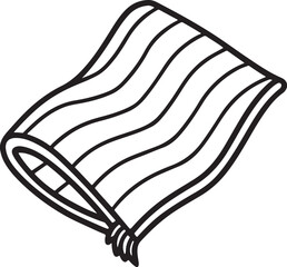 beach towel line art, black outline, vector and illustration, coloring book page line art drawing