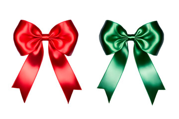 Red And Green Satin Bows Isolated Illustration