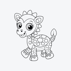 Roller Skating Giraffe Coloring Page Vector Art