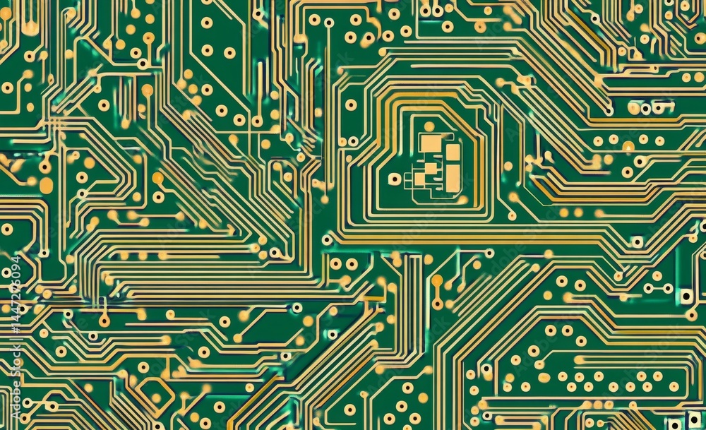 Aufkleber a modern gpu card is shown in a close-up view with a 3d rendering of its circuit