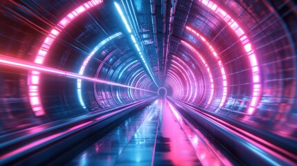 Fototapeta premium Neon Tunnel: A Futuristic Journey Through Vibrant Lights and Sleek Design