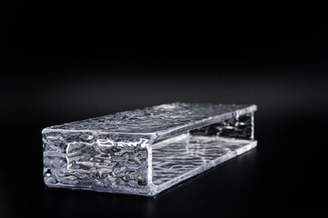 Modern Glass Blocks Isolated on Black Background for Stylish Wall Construction and Interior Design