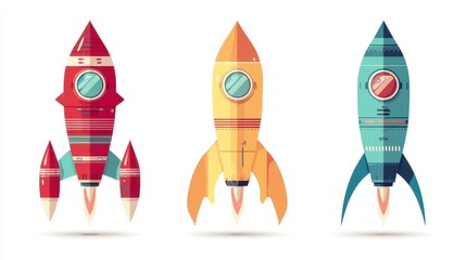 Retro Rocket Ship Trio