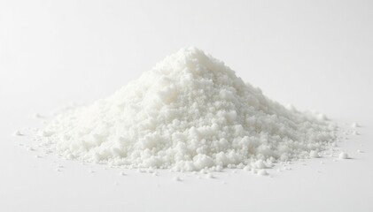 Pile of white granulated sugar on white background, ingredient, white background, refined sugar