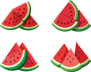 set of watermelon fruit vector, vector and illustration, vector style