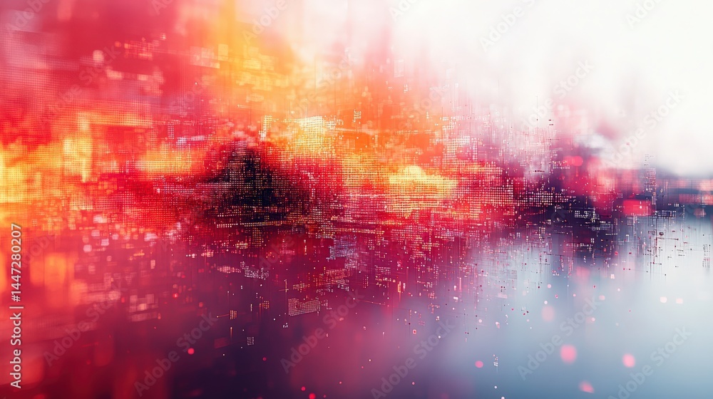 Poster dynamic abstract representation evoking technological advancements and digital realms