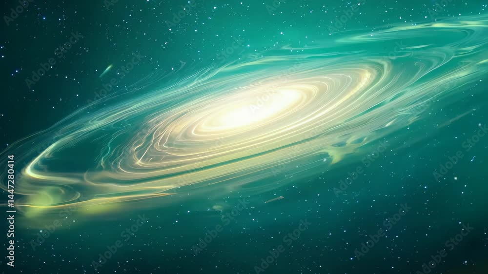 Poster looping animation of cosmic nebula and glowing galaxies in a colorful space background