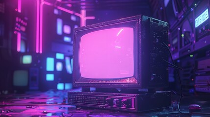 Arrangement of retro technology and electronics image. TV screens in cluttered, vintage workspace photography wallpaper.