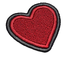 Red Embroidered Heart Patch Illustration - Isolated Graphic Design Element