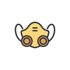 Face mask colored icons, minimalist vector illustration ,simple transparent graphic element .Isolated on white background