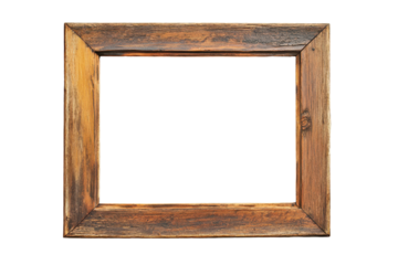 Rustic wooden picture frame, with a horizontal stripe of purple color, sits against a muted brown background.