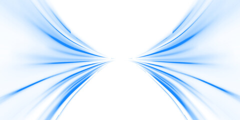 PNG vector blue light line with futuristic motion effect and abstract automobile blur, glowing trail and beam streak in city design, PNG dynamic disco background for speed illustration and night road.