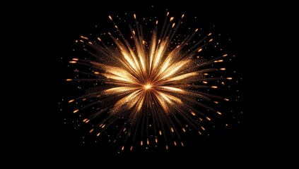 Fototapeta premium Bright golden fireworks burst illuminating the night sky in a vibrant display of colors and energy