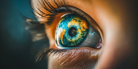 World Map Reflected In Human Eye For Global Vision, World Sight Day, And Environmental Awareness