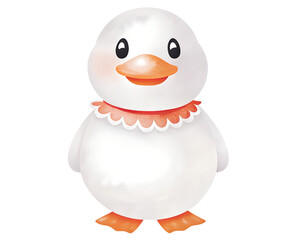 Watercolor illustration of a circus duck on transparent background.