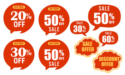 Editable Sale offer modern style stickers, labels for Discount, ؑsale vector ,Special offer discount label، sale percentage. 20 30 50 60 off with transparent background ,sale offer, Special Offer